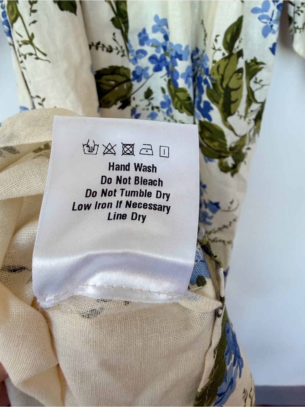 OPT Hydrangea Floral Smocked Square-Neck Midi Dress in Cream and Blue Medium - Picture 5 of 5